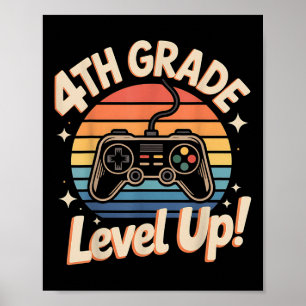 Poster 4º ano desbloqueado Gamer de volta às aulas nível