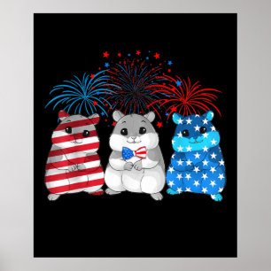 Poster 4º De Julho Bandeira Americana Happy Guiné Pig