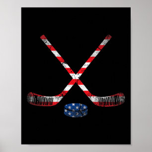 Poster 4º De Julho Dos EUA Bandeira Hockey Patriótico Lov