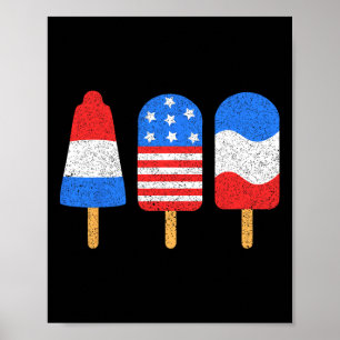 Poster 4º De Julho Pop De Gelo Vermelho Branco Azul Bande
