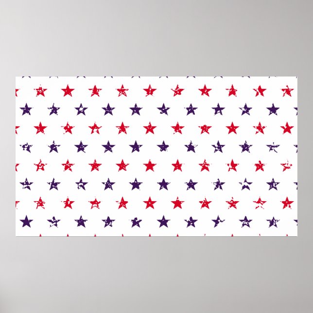 Poster 4º de julho Stars Grunge Abstrato Seamless Pattern (Frente)