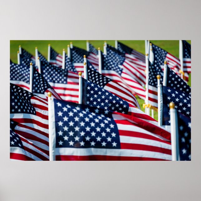 Poster 400 bandeiras acenando orgulhosamente em um campo (Frente)