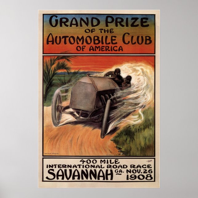 Poster 400 Mile International Road Race Savannah GA 1908 (Frente)