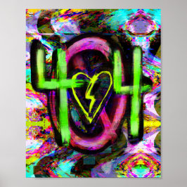 Poster 404 Mensagem de erro Cyberpunk Dystopian Future Ar