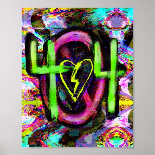 Poster 404 Mensagem de erro Cyberpunk Dystopian Future Ar (Frente)