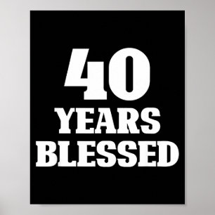 Poster 40 Anos Abençoados Aniversário de 40 anos Religios