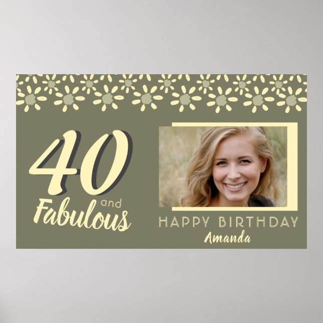 Poster 40 e Fabulosa Foto de Aquarela Amarela com Flor Am (Frente)