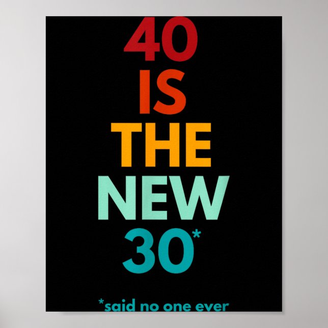 Poster 40 Is The New 30 Said Ever, Funny 40th Birthday  (Frente)
