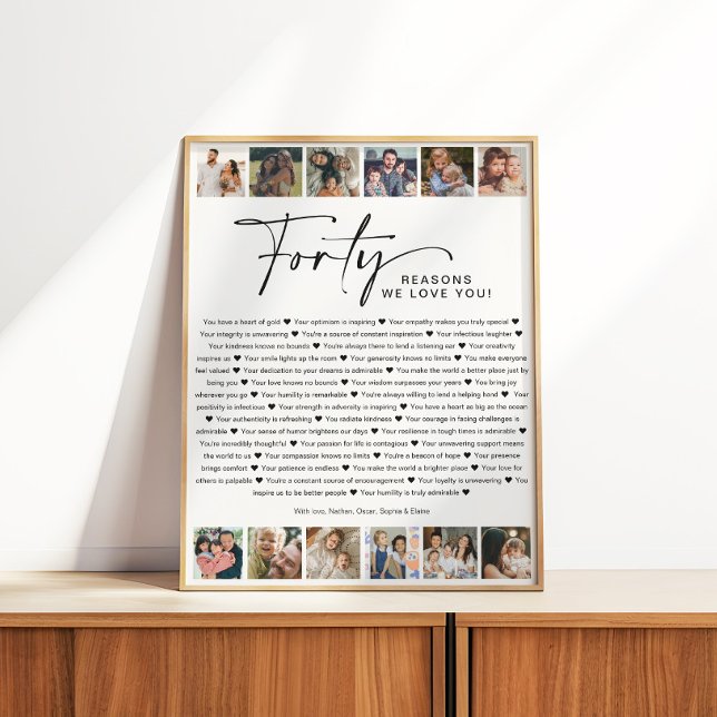 Pôster 40 Razões Pela Qual Te Amo Na Colagem De Fotos De  (Criador carregado)