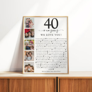 Pôster 40 Razões pelas Quais Nós Te Amamos Aniversário ou