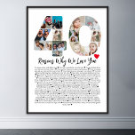 Poster 40 Razões Por Que Eu Te Amo aniversário de 40 anos<br><div class="desc">Celebrar amor e criar memórias duradouras com estas Razões porque eu te amo colagem fotográfica. Esta modelo personalizável permite-vos artesanato um presente sincero e personalizado que é perfeito para várias ocasiões, desde aniversários de casamento até aniversários, Dias de os namorados, ou só porque. Razões porque te amo - Expresse seu...</div>