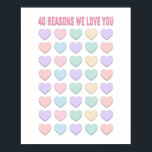 Poster 40 razões Por que te amamos - Presentes aniversári<br><div class="desc">eu te amo tanto, 40 razões eu te amo, 40º presente de namorados, presentes de aniversário de 40 anos, aniversário de 30 anos de menina, para garota, irmã, 40º presente, 40º livro convidado, 40ª ideia, presente de 30 aniversário para pais, corações, 40 motivos, 40 corações bonitos, doces de coração, crianças,...</div>