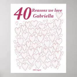 Poster 40 Razões Que Te Amo - aniversário de 40 anos