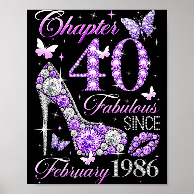 Poster 40th Birthday Queen Chapter 40 Fabulous Since 1986 (Frente)