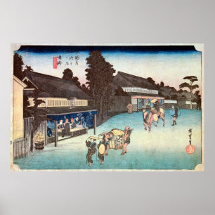 Pôster 41. 鳴 海 宿, 広 Narumi-juku, Hiroshige, Ukiyo-e