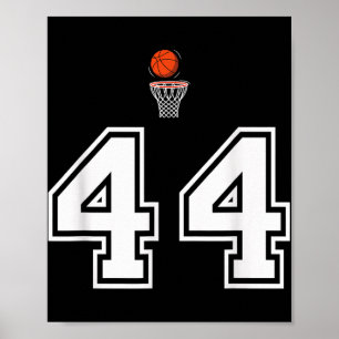 Poster 44 Números de Estilo de Basquete Vintage Branco