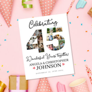 Poster 45º Sinal de Colagem de Fotos do Aniversário de Ca