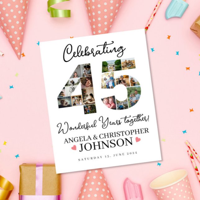 Poster 45º Sinal de Colagem de Fotos do Aniversário de Ca (Criador carregado)