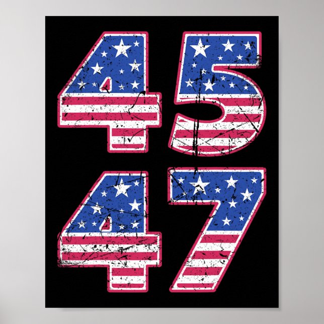 Poster 45 47 Presidente Patriótico Trump Duas Vezes Numa  (Frente)