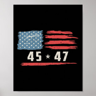 Poster 45 47 Presidente Trump Vintage American Flag 2024 