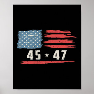 Poster 45 47 Presidente Trump Vintage American Flag 2025
