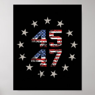 Poster 45 47 Trump 2024 American Flag (no Back) 1