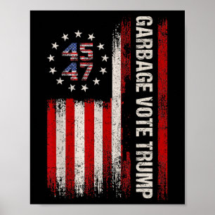 Poster 45 47 Trump 2024 Eleição Bandeira Americana Garge