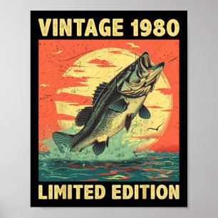 Poster 45 anos Presente 1980 Pesca Pescador Peixes 45