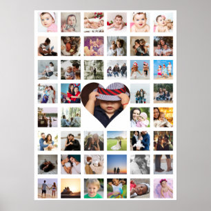 Poster 45 Colagem De Fotos Personalizada Com Coração