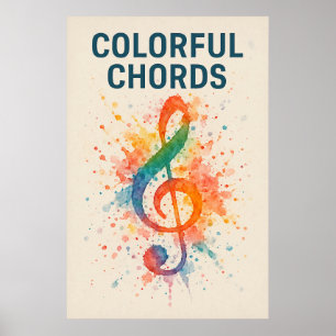 Poster 45, Cordas Coloridas, Arte Vintage