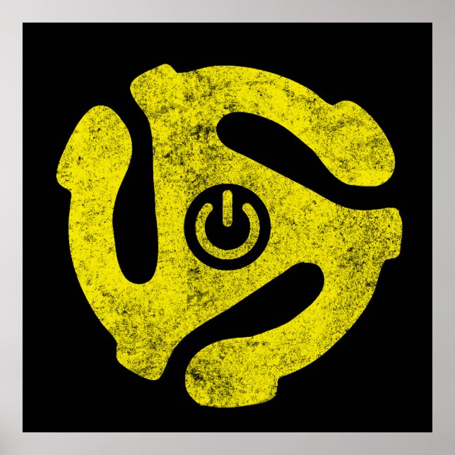 Poster 45 RPM Adapter Power Symbol Sticker Retro Vinyl  (Frente)