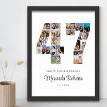 Poster 47.º Aniversário Número 47 Colagem Personalizada d<br><div class="desc">Comemore o 47º aniversário com este poster de colagem de fotos número 47 personalizado. Este presente personalizável também é perfeito para o aniversário de casamento. É uma maneira excelente de mostrar memórias preciosos do seu casamento e da sua vida casada. A poster apresenta uma coleção de fotos capturando aqueles momentos...</div>