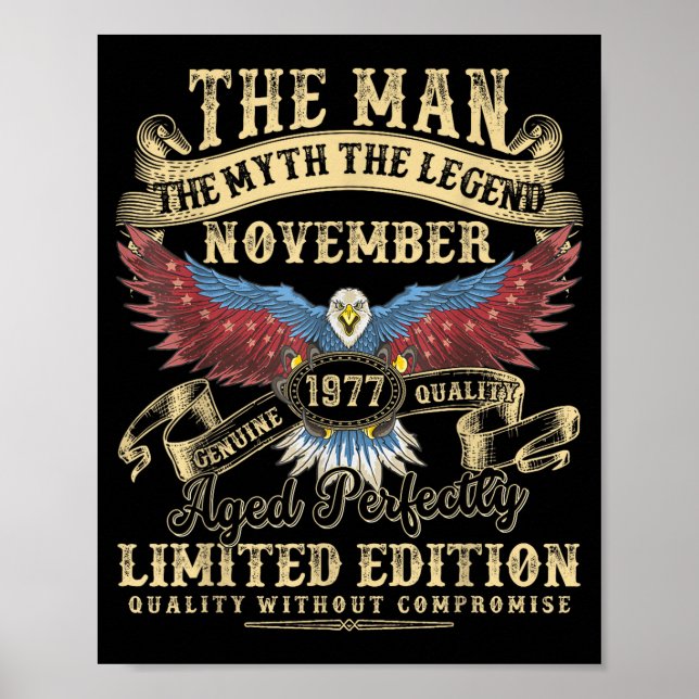 Poster 48th Birthday November 1977 Men Funny 48 Years Old (Frente)