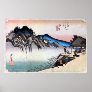 Pôster 49. 坂下宿, 広重 Sakashita-juku, Hiroshige, U
