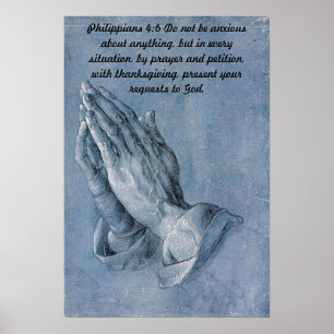Pôster 4:6 dos Philippians que Praying o cartaz das mãos
