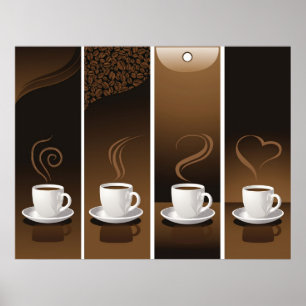 Pôster 4 Copas de café no vetor