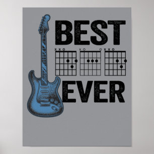 Poster 4 Cordas Divertidas Melhor Pai do Mundo Guitarra R