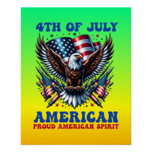 Pôster 4 de Julho Águia Americana Sublimação-61001