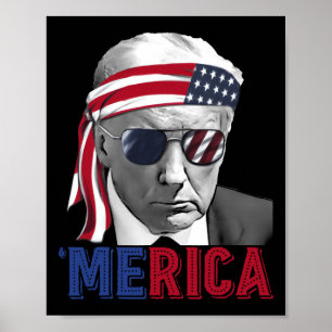 Poster 4 de julho América Trump American Flag Usa