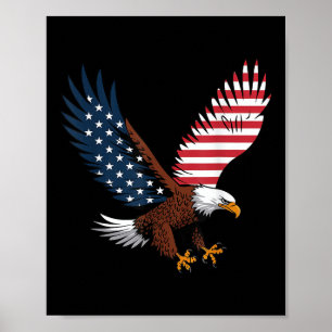 Poster 4 De Julho Bald Eagle Eua Bandeira Americana Patri