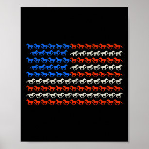 Poster 4 De Julho, Bandeira Americana Horseback, Cavalo A