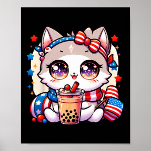 Poster 4 De Julho Camisas De Gato Raparigas Kawaii Anima 