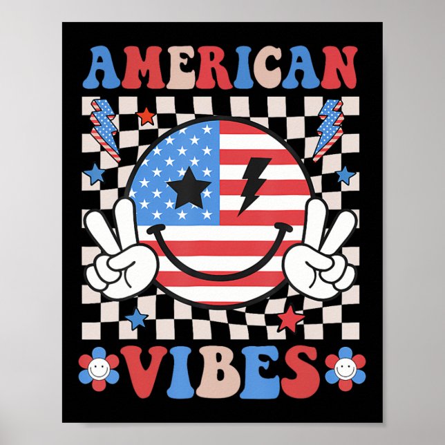Poster 4 De Julho Camisas Homens Crianças Víblias America (Frente)