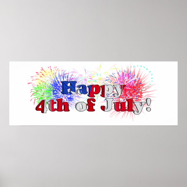 Poster 4 de Julho Com Fogos de Artifício (Frente)