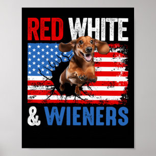 Poster 4 De Julho Dachshund Camiseta de cão Vermelho Bran