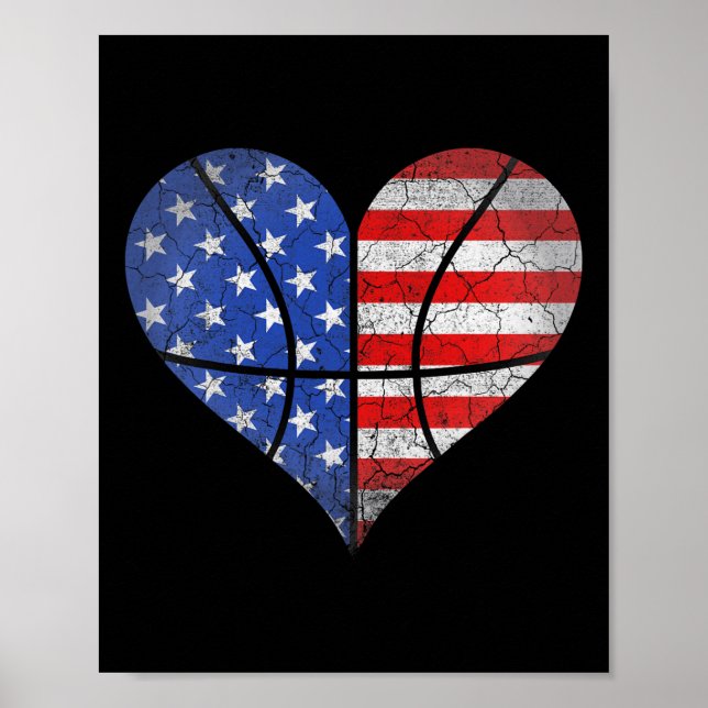 Poster 4 de julho de 2010, American Flag Basball Heart US (Frente)