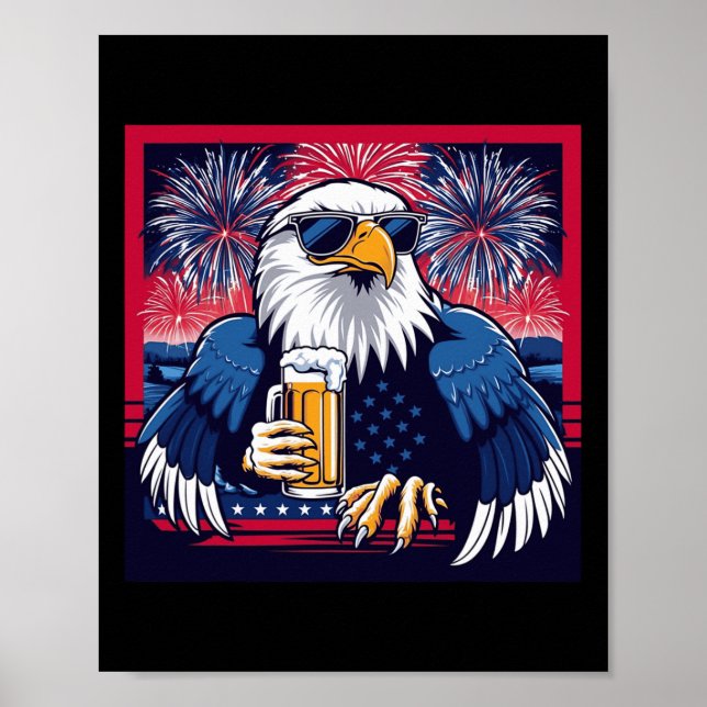 Poster 4 De Julho De American Bald Eagle (Frente)