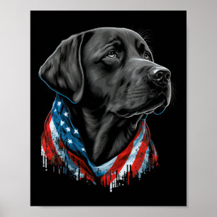 Poster 4 De Julho De Black Patriotic American Labrador