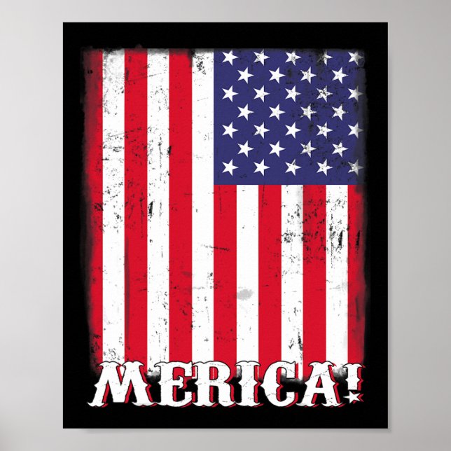 Poster 4 de julho de US American Flag Patriotic (Frente)