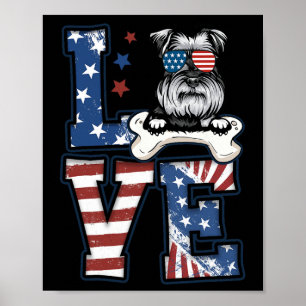 Poster 4 De Julho Decor Patriotic Love Schnauzer Dog Usa